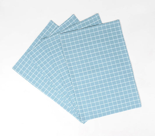 Geruite hemelsblauwe katoenen placemats (set van 4)