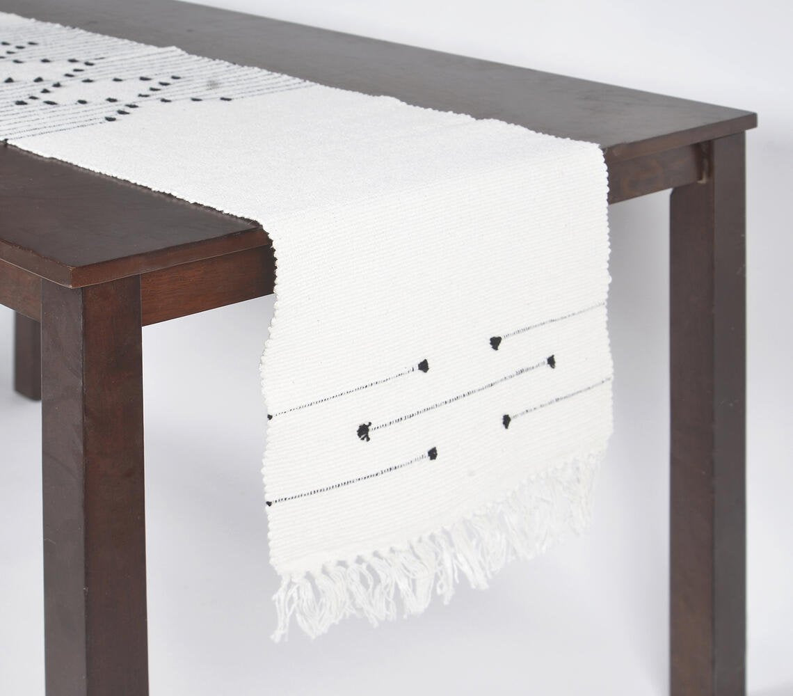 Handwoven Stripes & Diamonds Cotton Table Runner