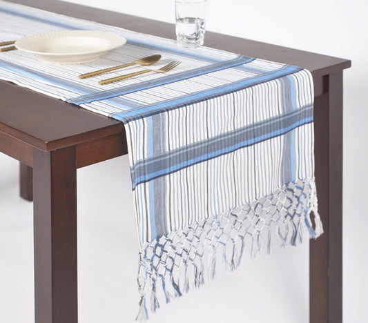 Yarn-Dyed Cotton Tasseled Table Runner