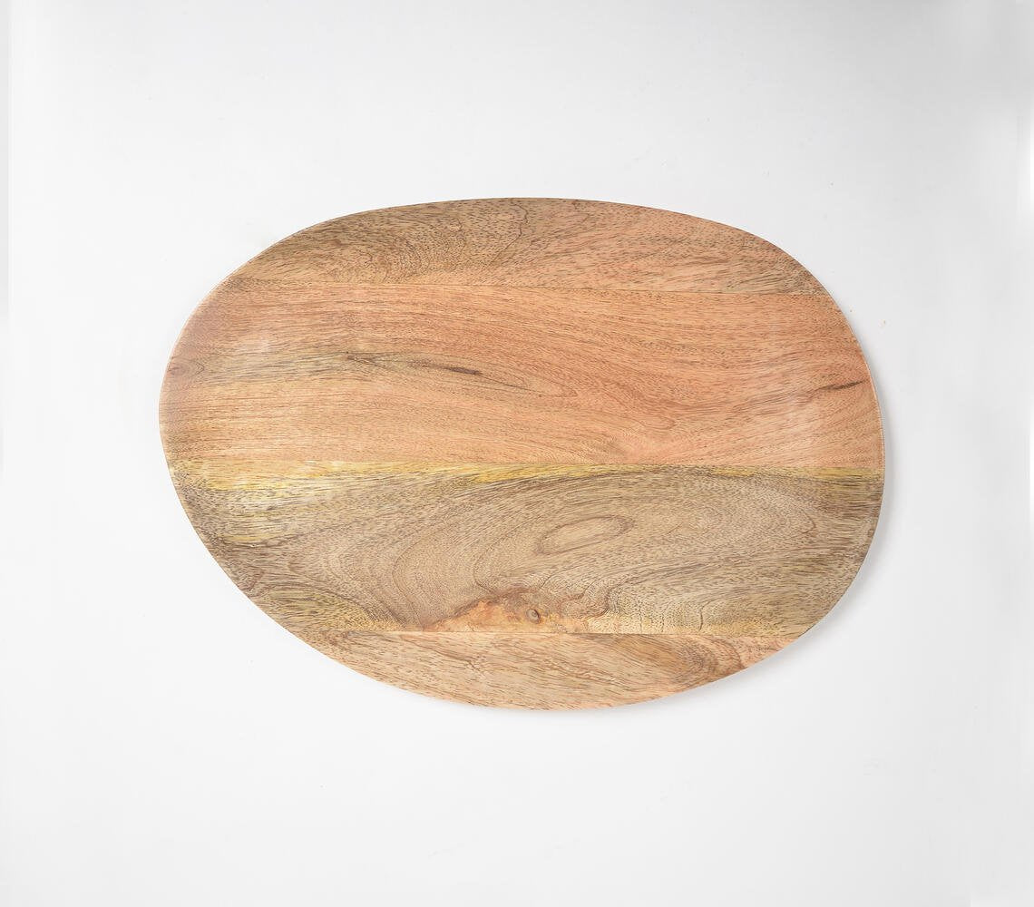 Raw Mango Wood Abstract Oval Serving Platter