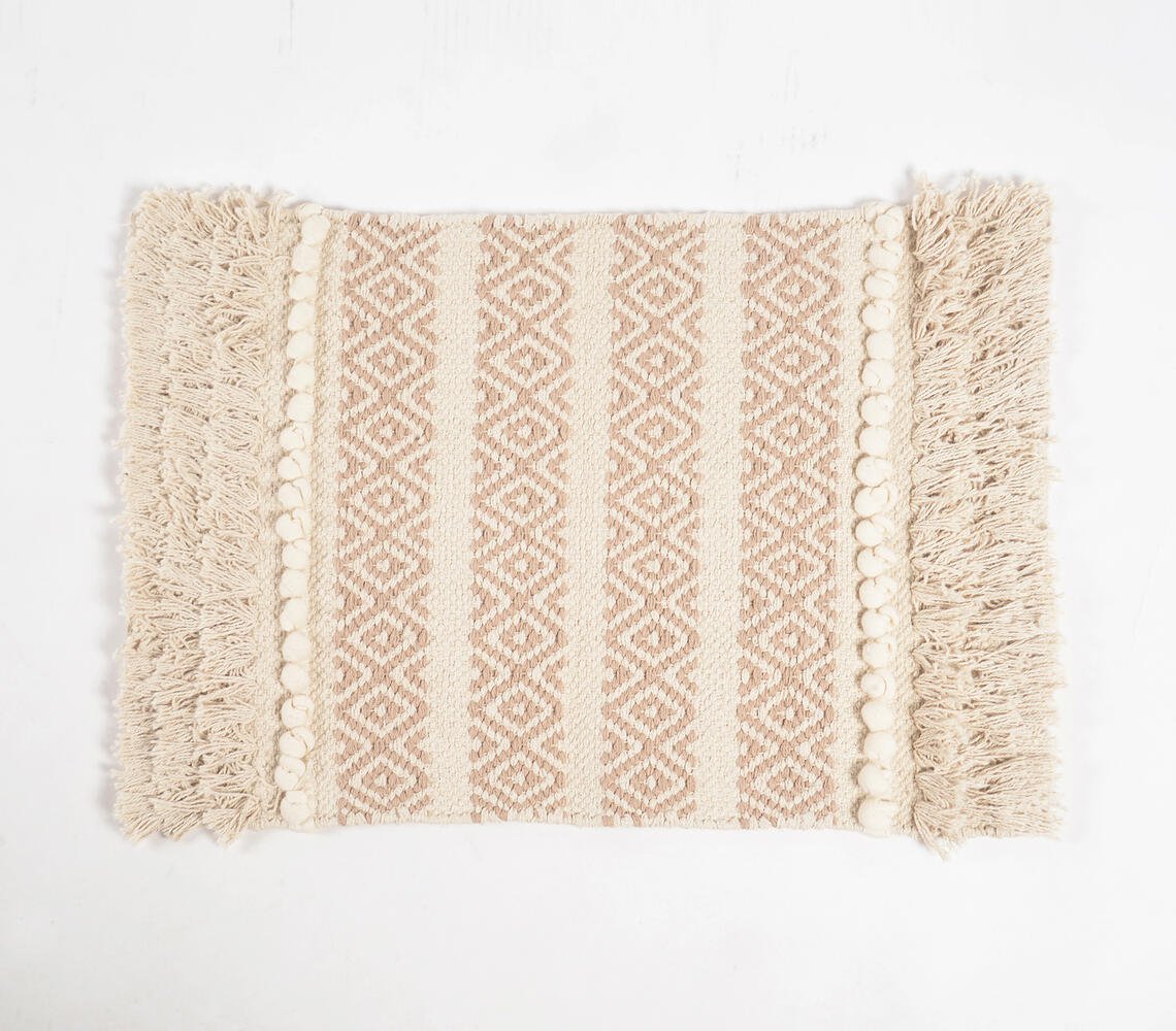 Handwoven Cotton Diamond Panel Placemats (Set of 4)