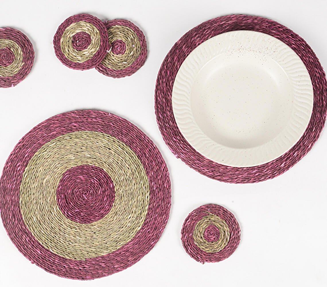 Handgeweven Sabai Grass Placemats &amp; Onderzetters (set van 4 elk)