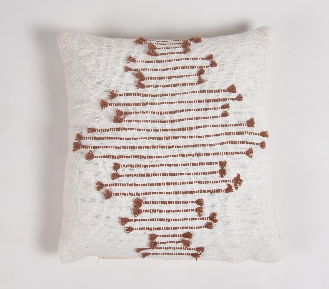 Neutral Handloom Cushion Cover, 18 x 18 inches