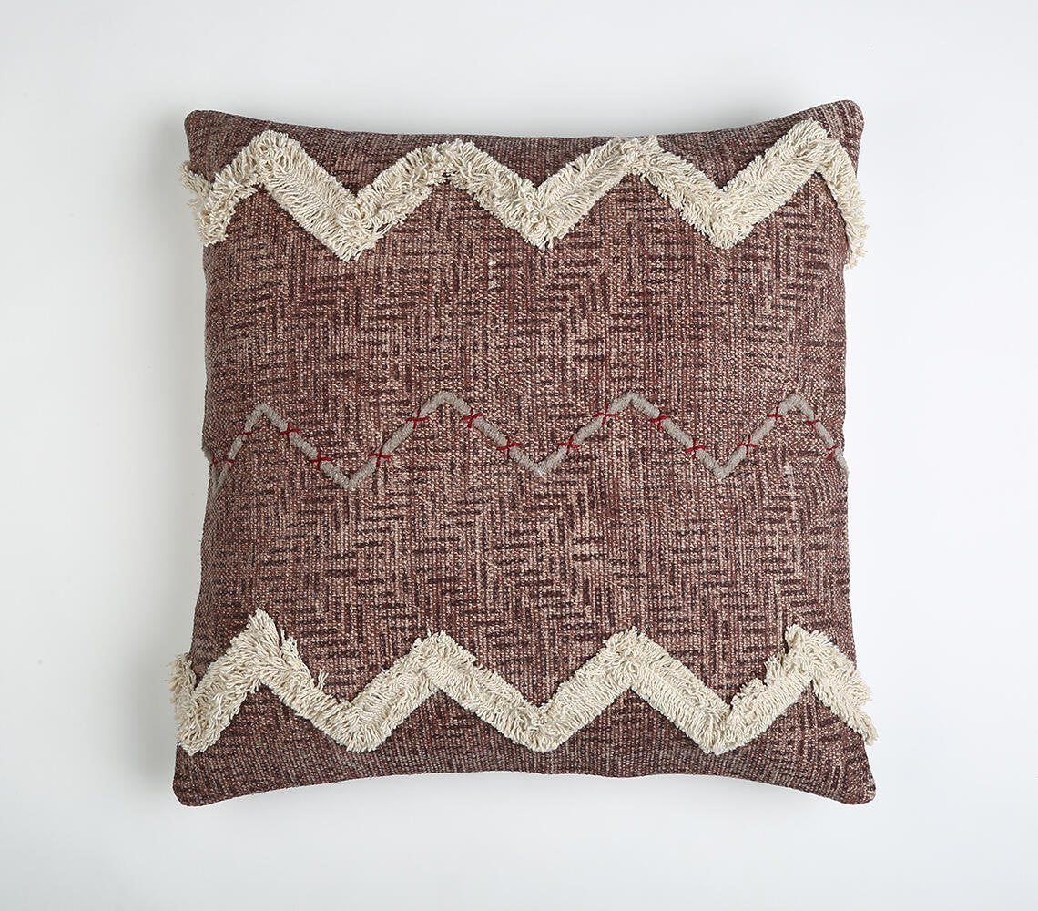 Block Printed Tufted Cotton Cushion cover