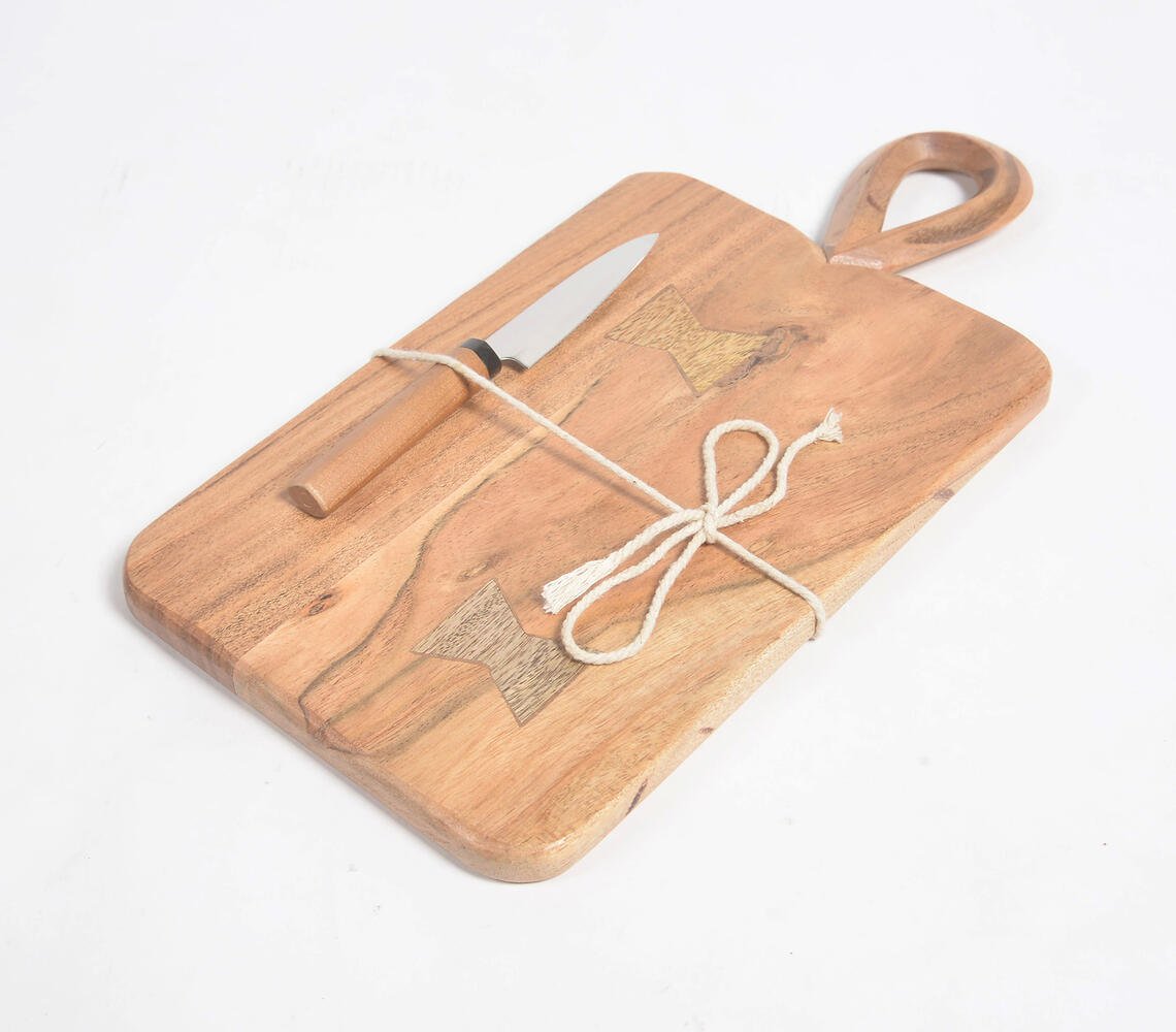 Minimal Cut-Out Acacia Wood Rectangle Cutting Board