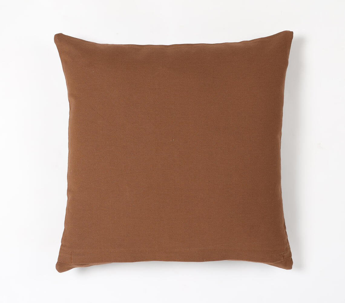 Hand Stitched Leather Solid Geometric Cushion Cover