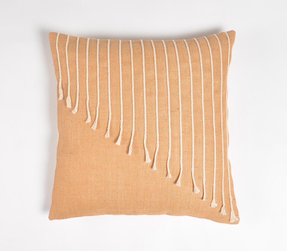 Jute & Cotton Minimal Cushion cover, 18 x 18 inches