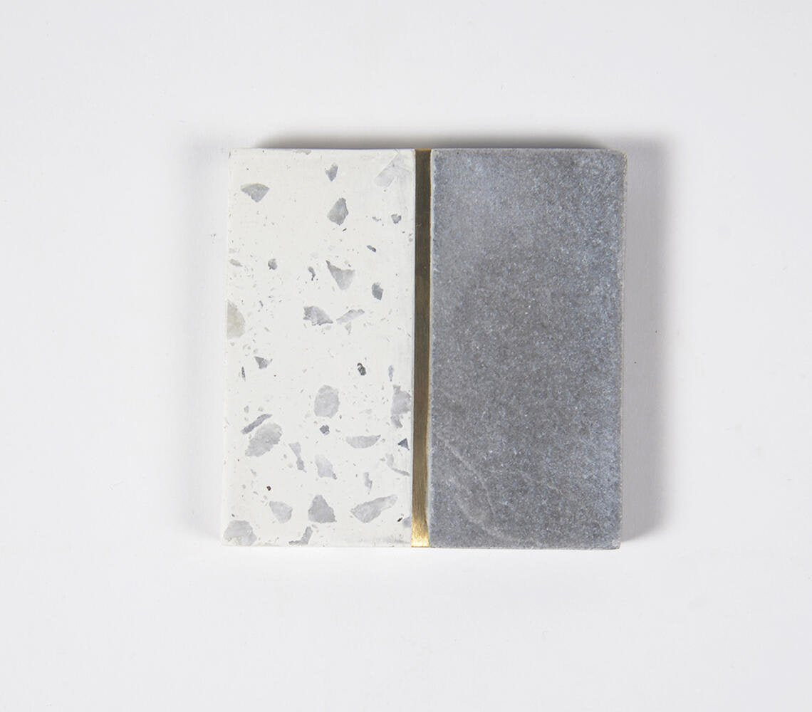 Brass Inlaid Marble & Terrazzo Colorblock Coasters (set of 4)