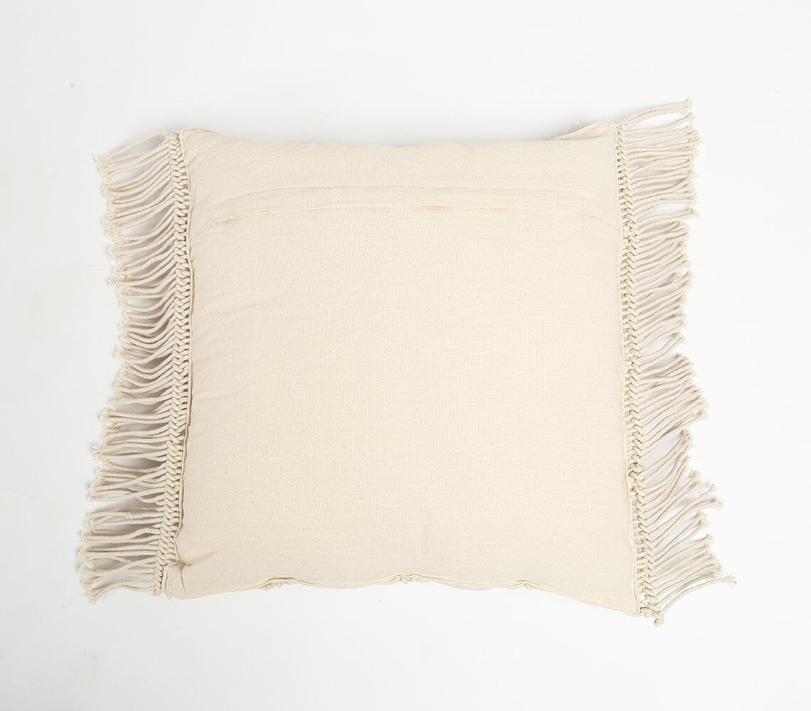 Macrame Fringed Cotton Cushion Cover