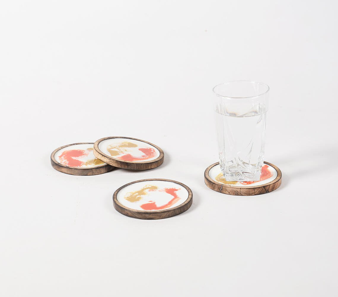 Mango Wood Set of Tray & 4 coasters