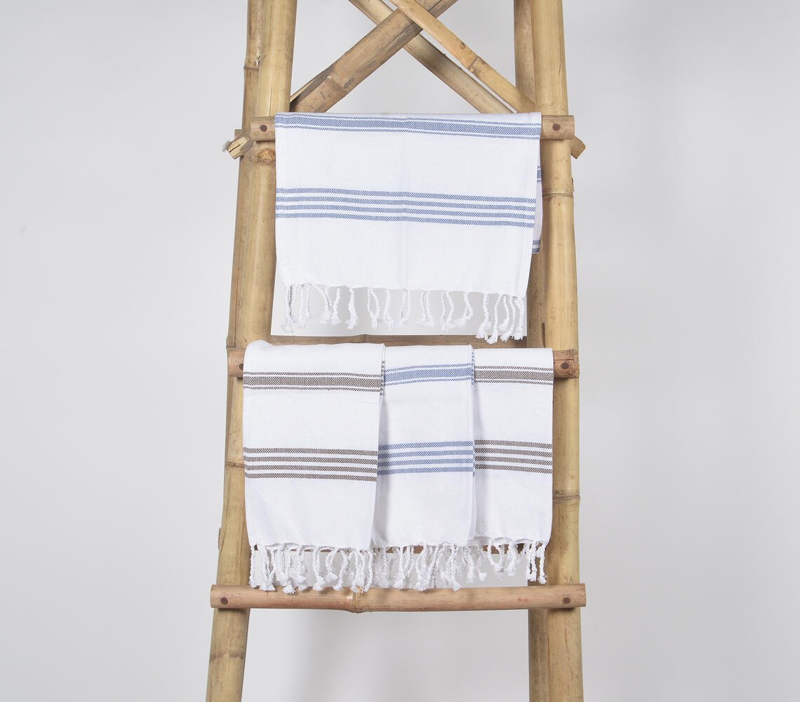 Set of 4 - Striped Cotton Handwoven Hand Towels