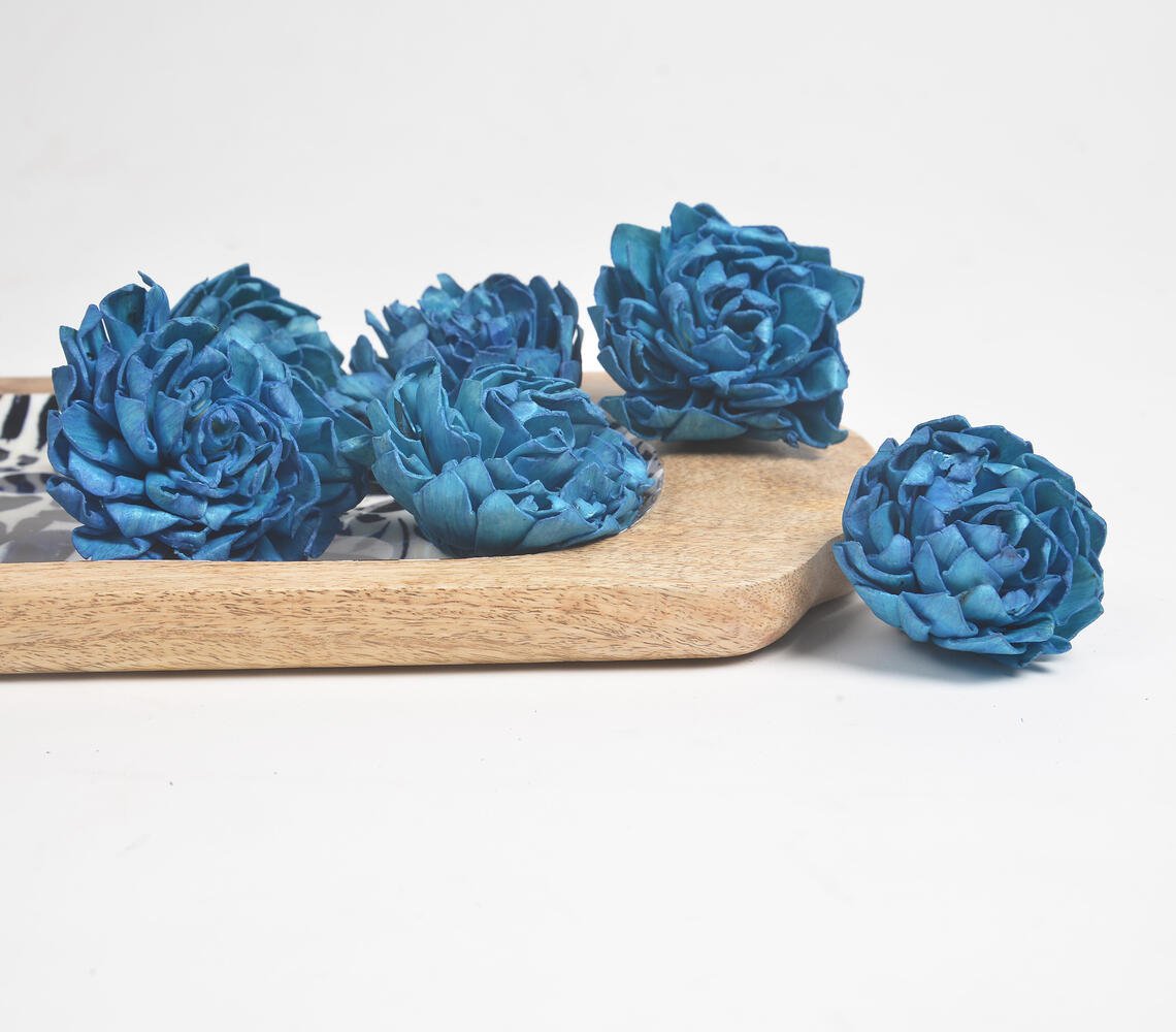 Azure Carnations eco-friendly shola wood flowers (set of 6)