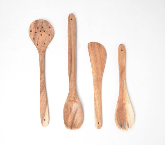 Hand Carved Assorted Acacia Cooking Spoons (set of 4)