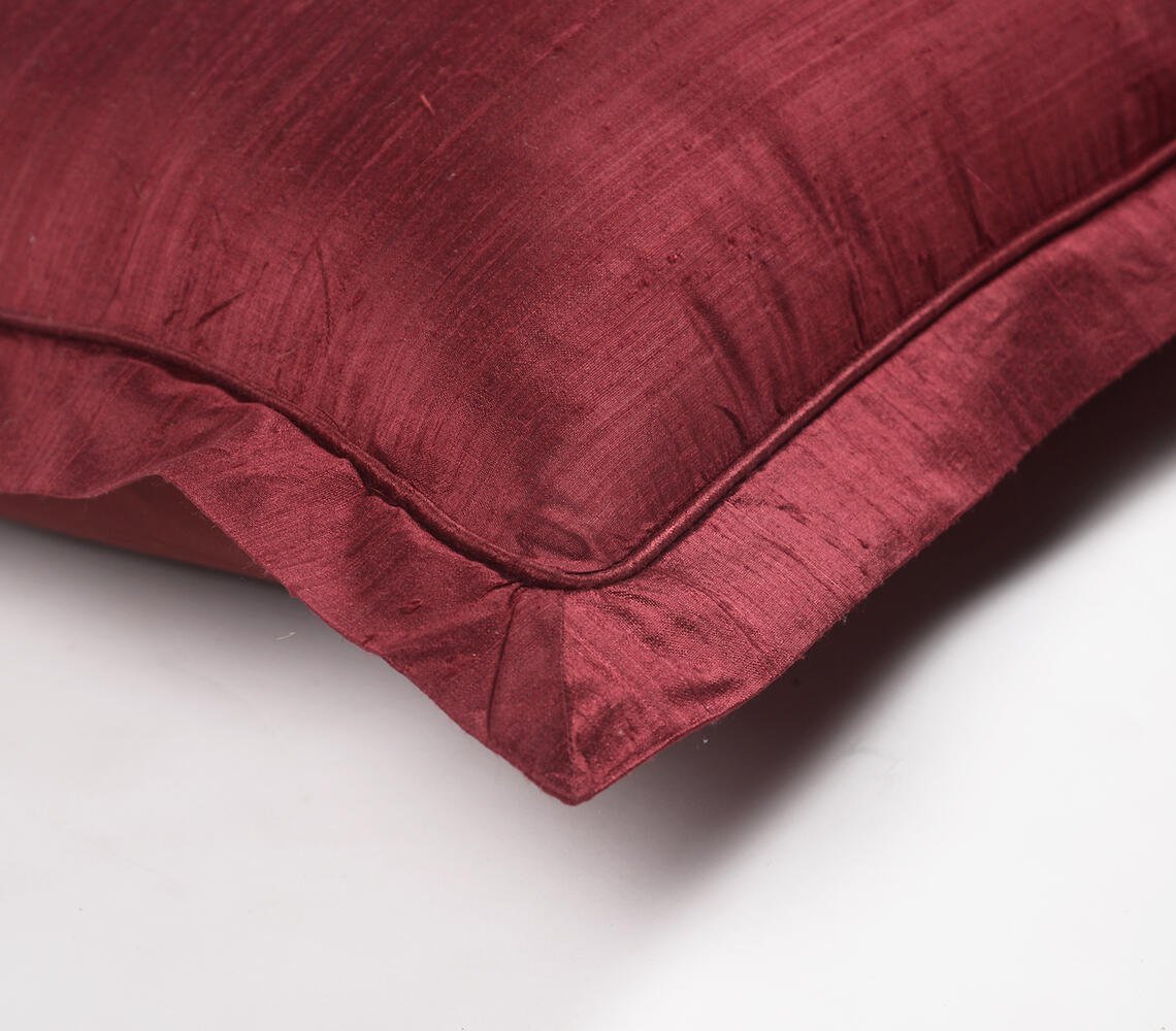 Solid Scarlet Silk Pillow cover with piping, 25 x 20 inches