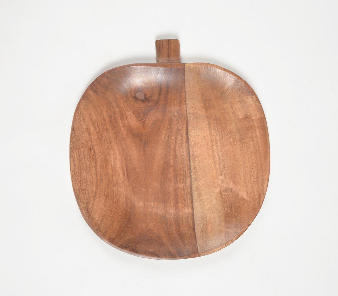 Hand Cut Apple-Shaped Mango Wood Tray