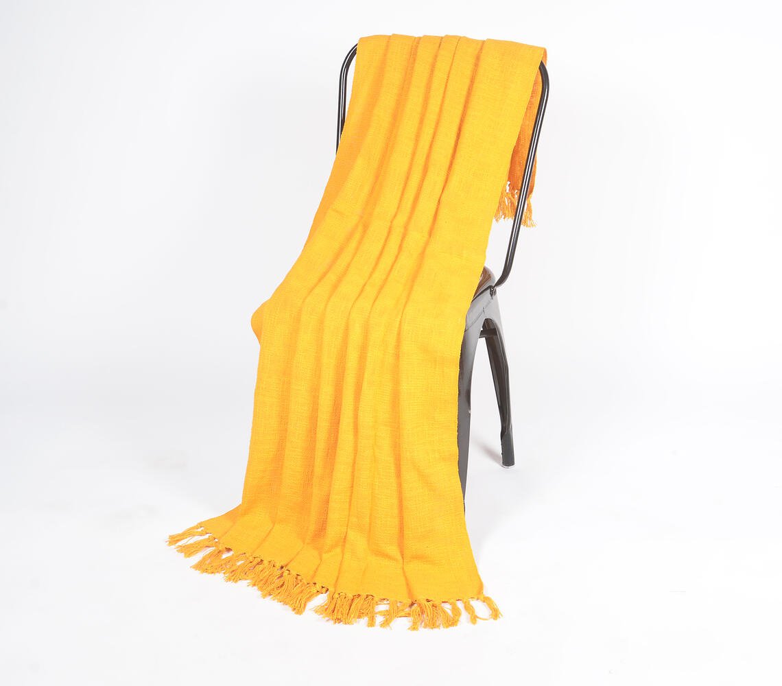 Bohemian Handcrafted Cotton Throw with Fringes