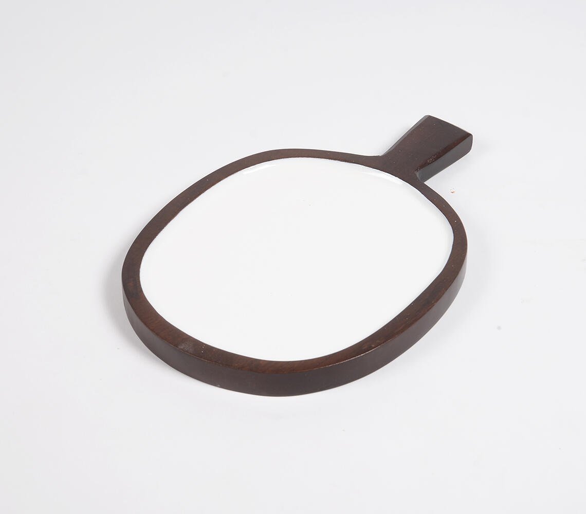 Snow Enamelled Wooden Platter