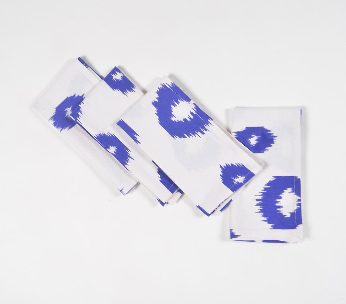 Set of 4 - Indigo Printed Table Napkins