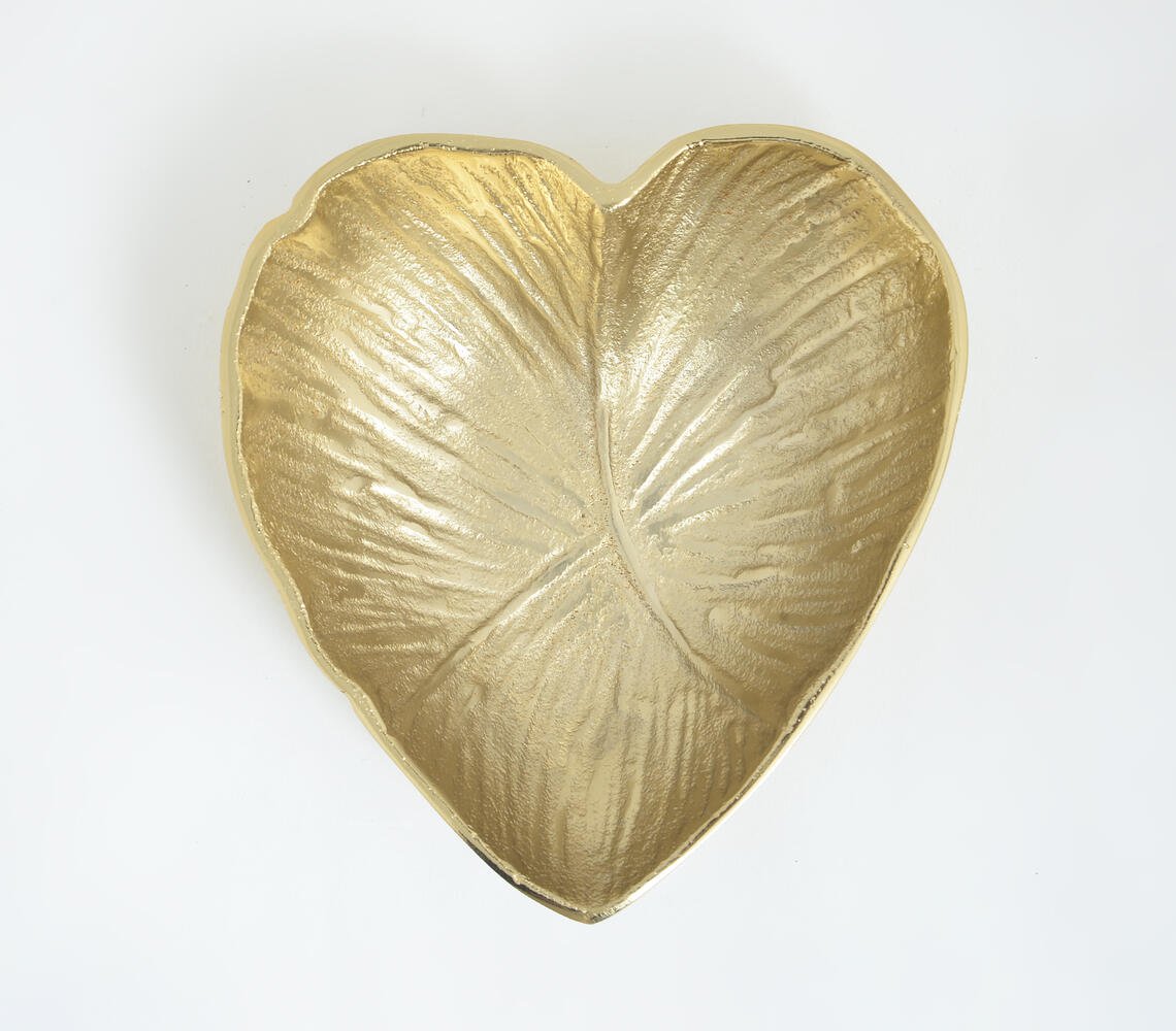 Gold-toned Textured Aluminium Heart Bowl