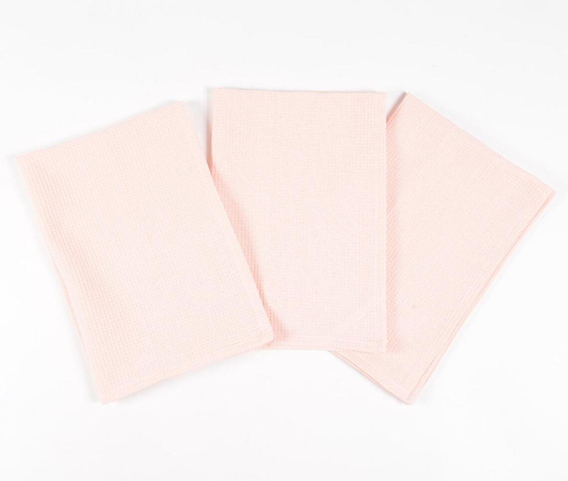 Light Peach Handloom Kitchen Towels (set of 3)