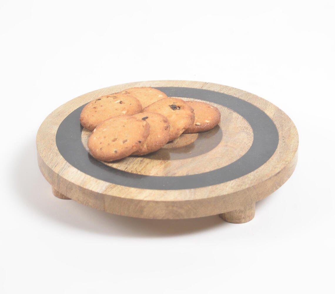 Concentric Circle Painted Wooden Cake Stand