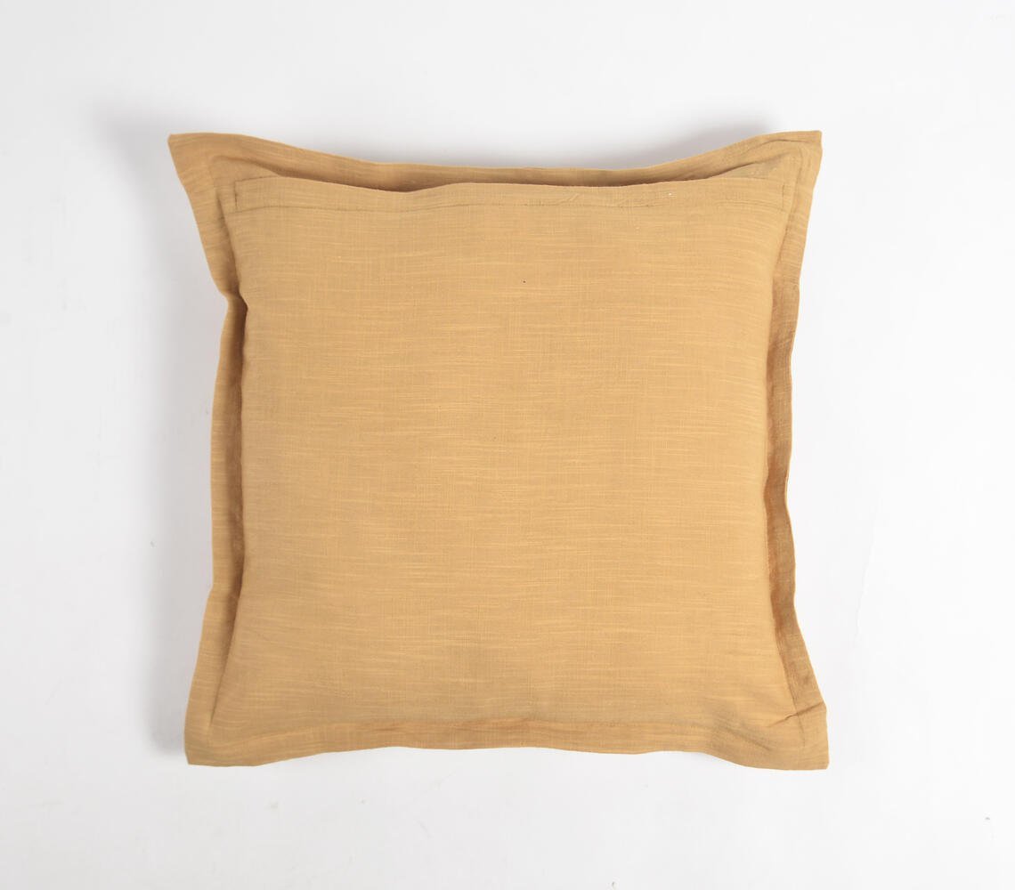 Solid Khaki Cotton Linen Cushion Cover, 18 x 18 inches