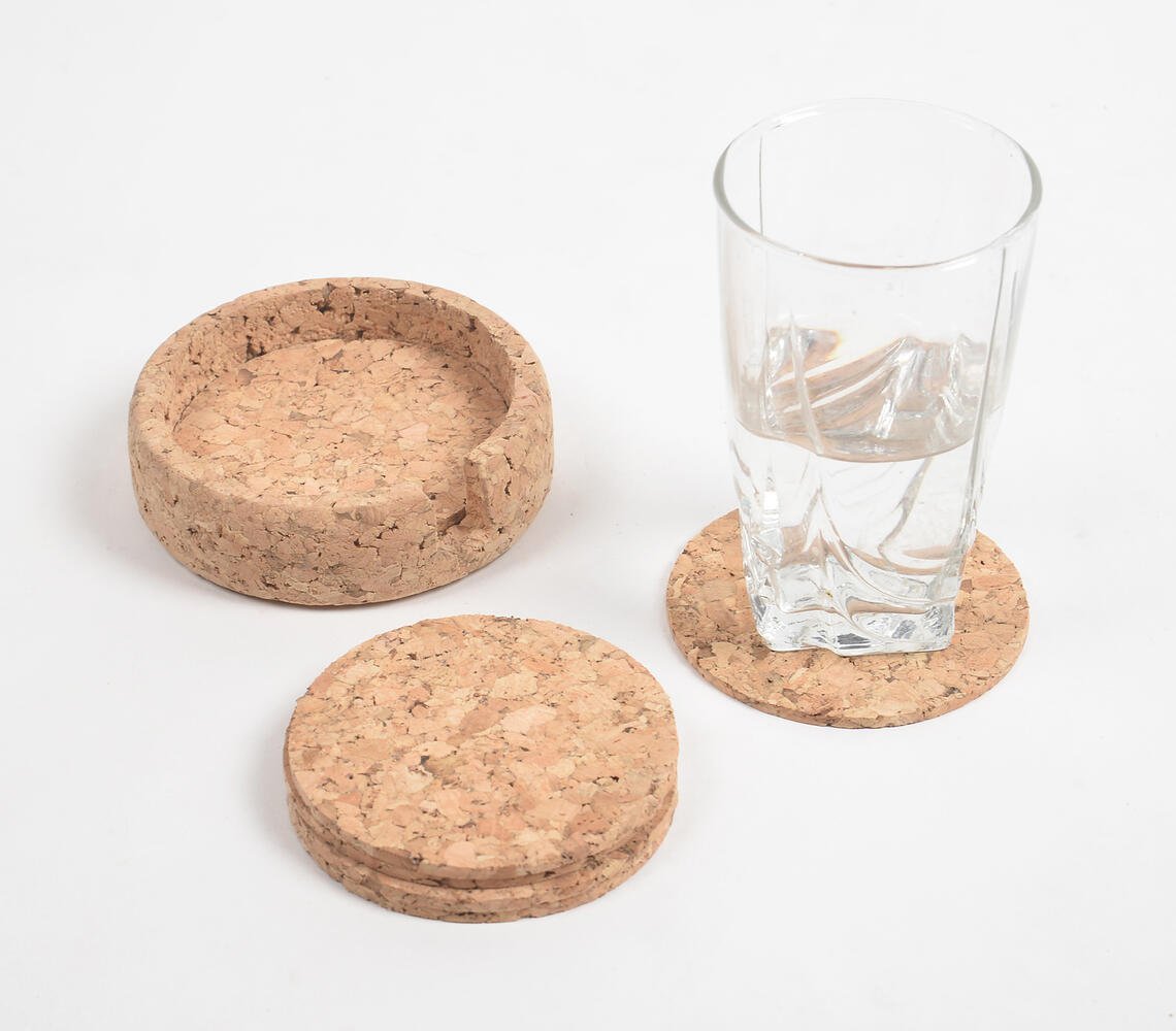 Eco-friendly Classic Round Cork Coasters with Box (Set of 6)