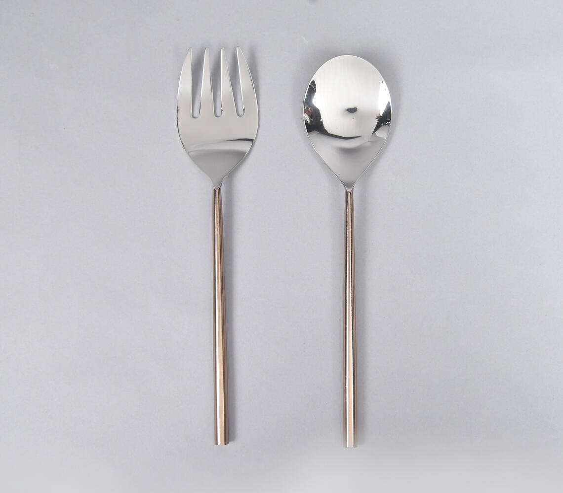 Silver & Rose-Gold-Toned Stainless Steel Cutlery (Set of 2)