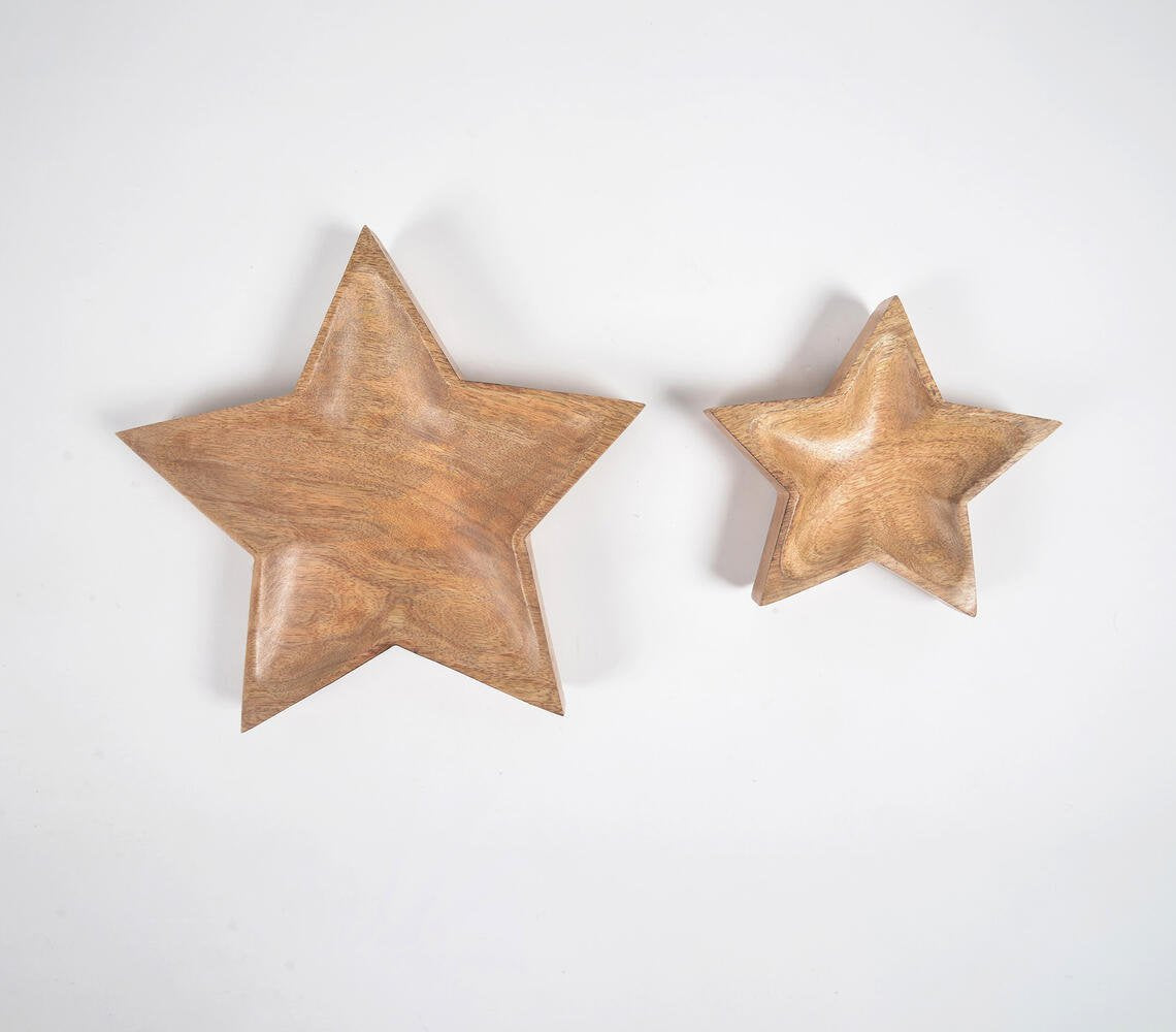 Star-Shaped Mango Wood Snack trays (set of 2)