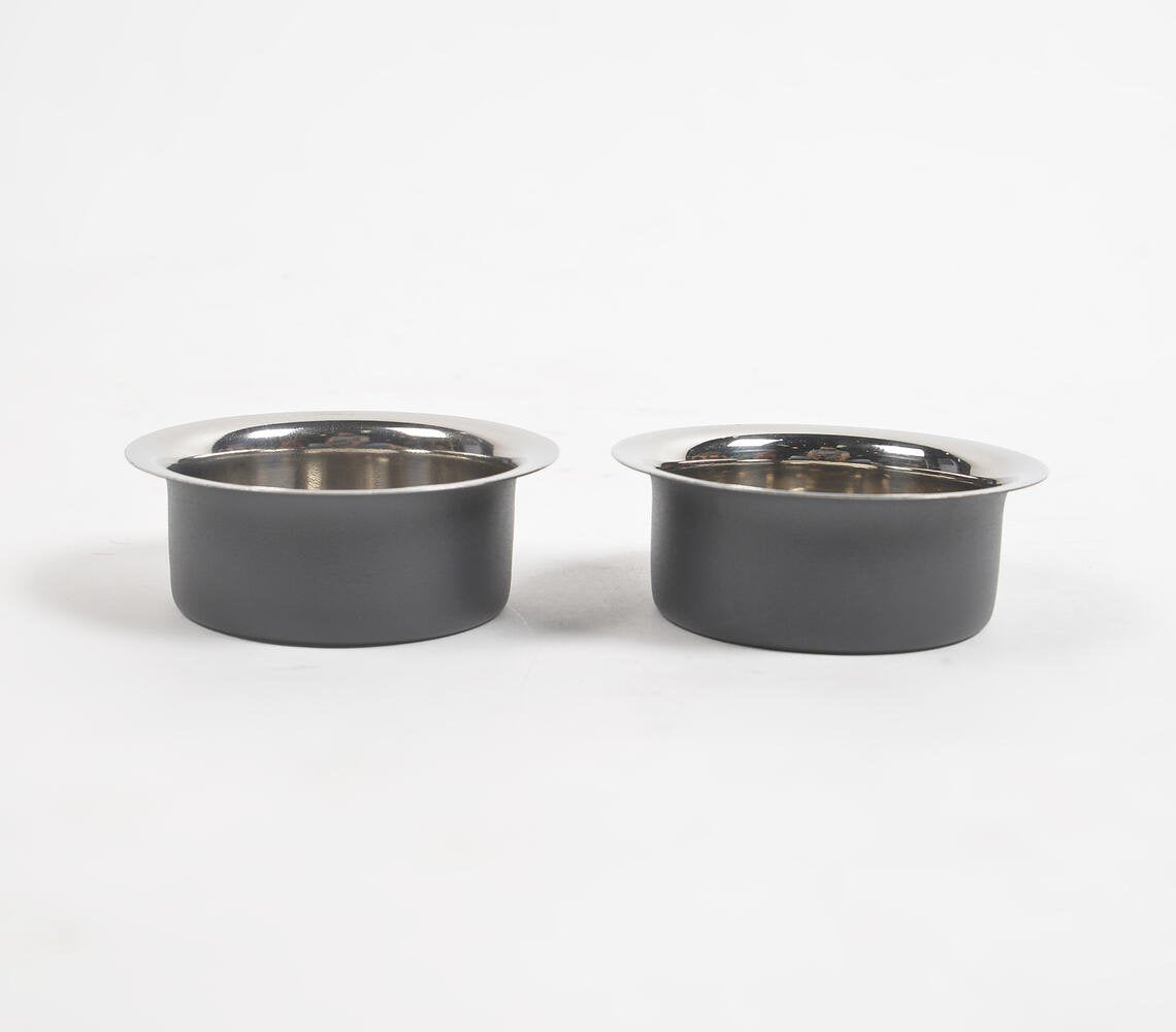 Matte Black Stainless Steel Serving Bowls (Set of 2)