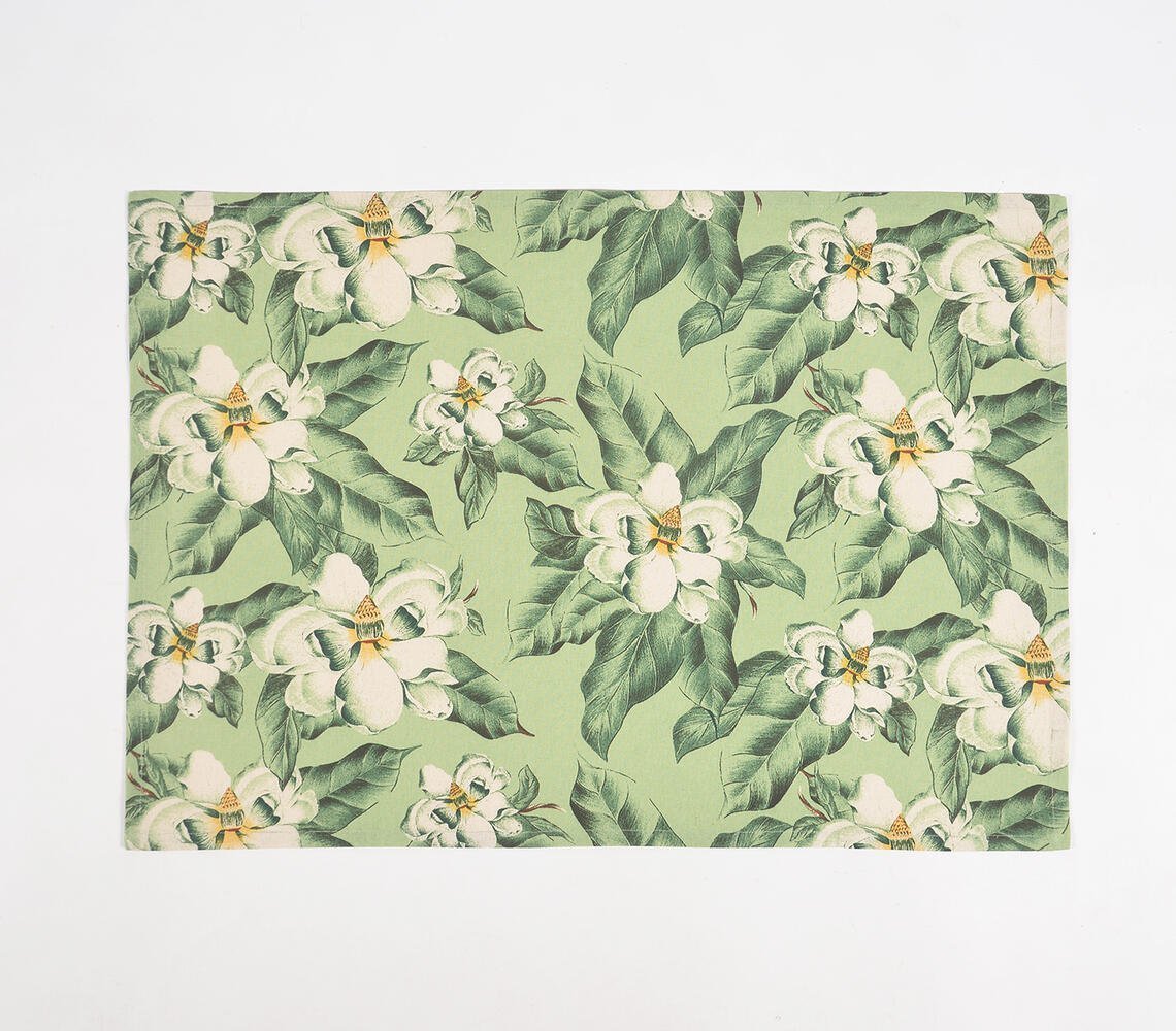 Tropical Magnolia Printed Cotton Kitchen Towels (set of 4)