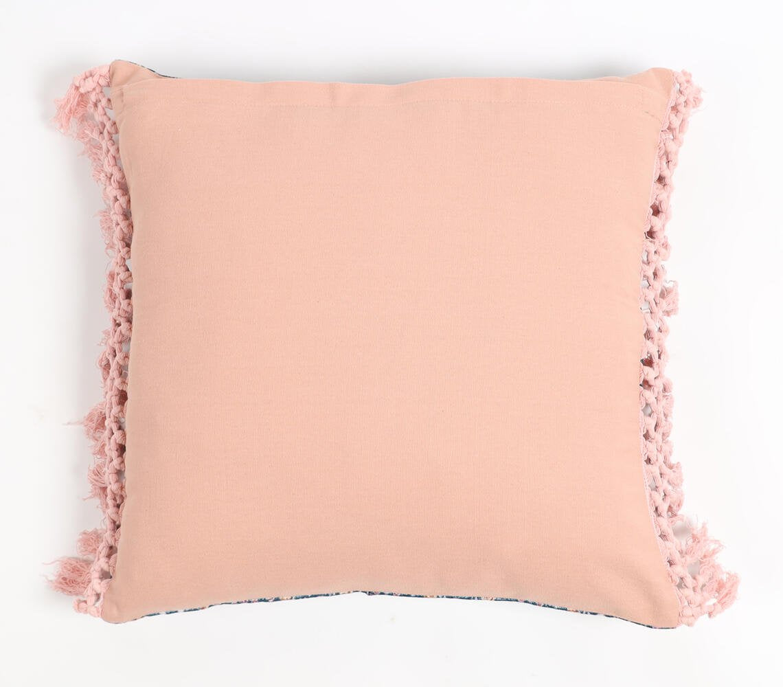 Fringed Floral Night Velvet Cushion Cover