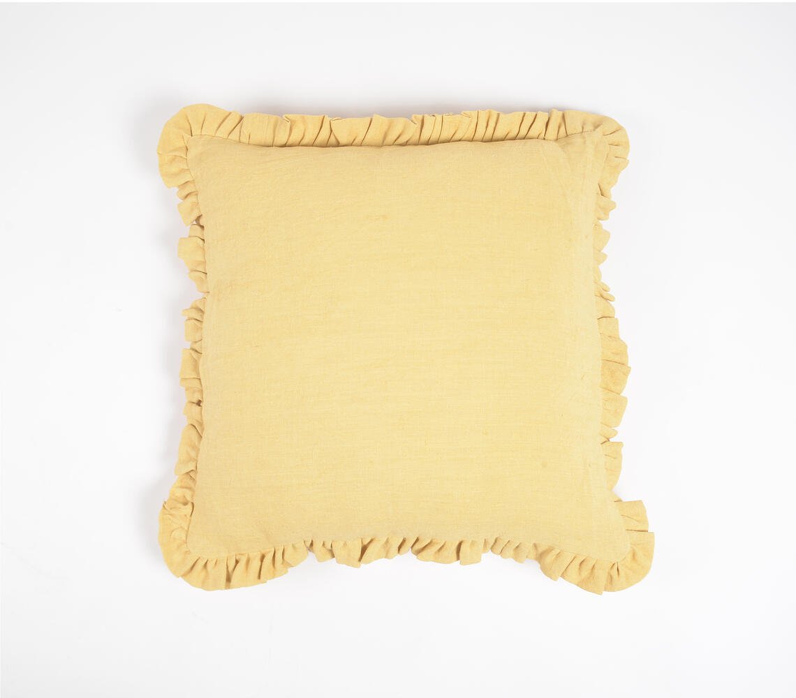 Solid Cushion Cover with Frilled Frame, 18 x 18 inches