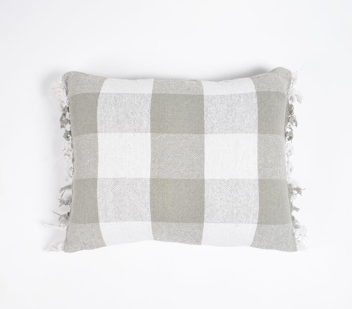 Buffalo Checkered Cotton Pillowcase With Tassels