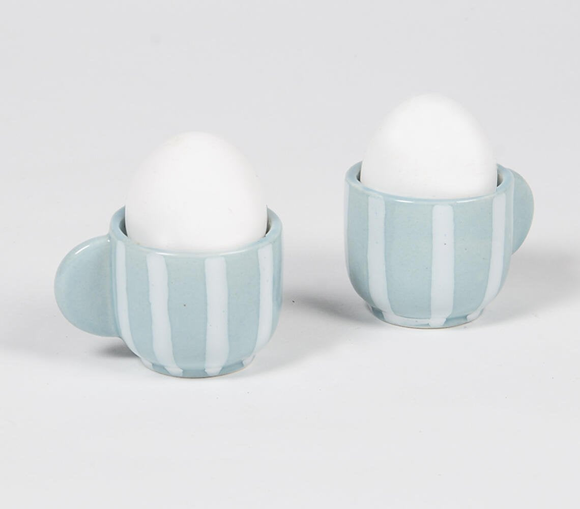 Ceramic Striped Egg Cups (set of 2)