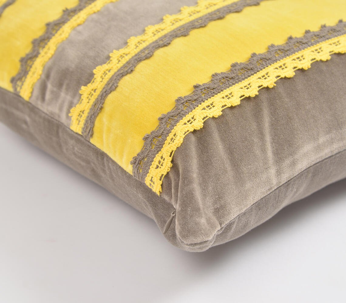 Striped & Stitched Patchwork Cushion Cover