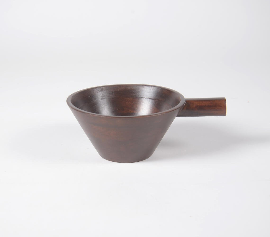 Turned Wooden Condiment Bowl with Handle