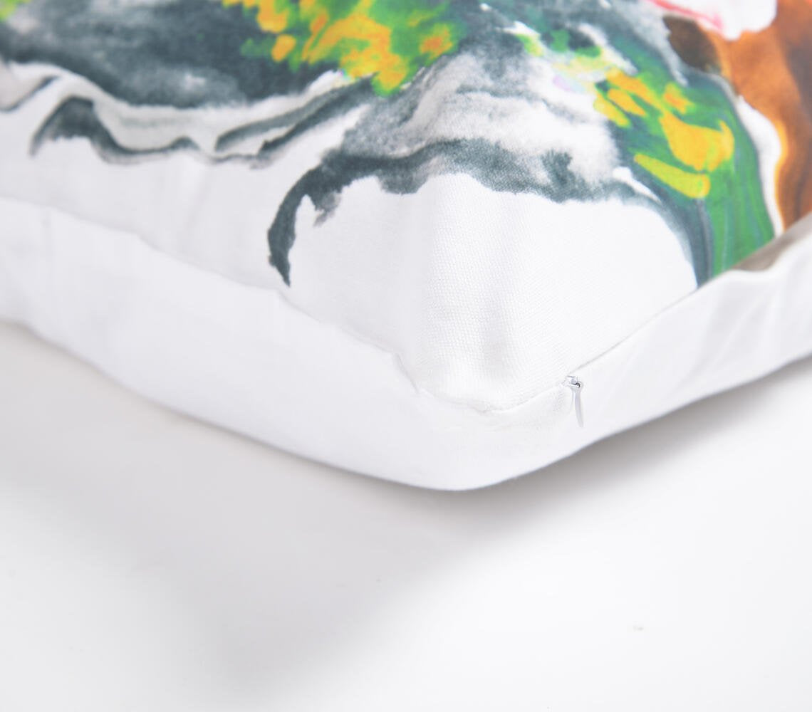 Statement Watercolor Floral Cotton Cushion Cover