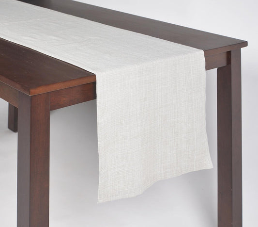 Solid Off-White Handloom Cotton Table Runner