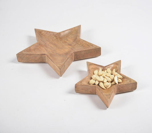 Star-Shaped Mango Wood Snack trays (set of 2)