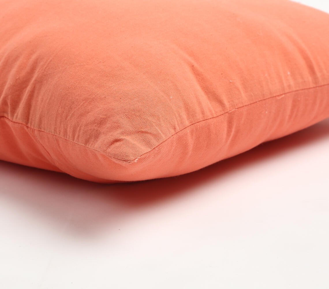 Solid Orange Cotton Cushion Cover, 18 x 18 inches