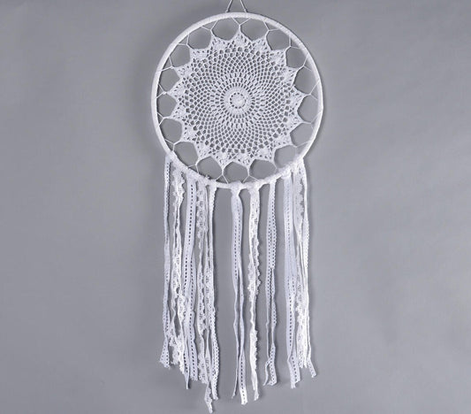 Fringed Crochet Ivory Dreamcatcher