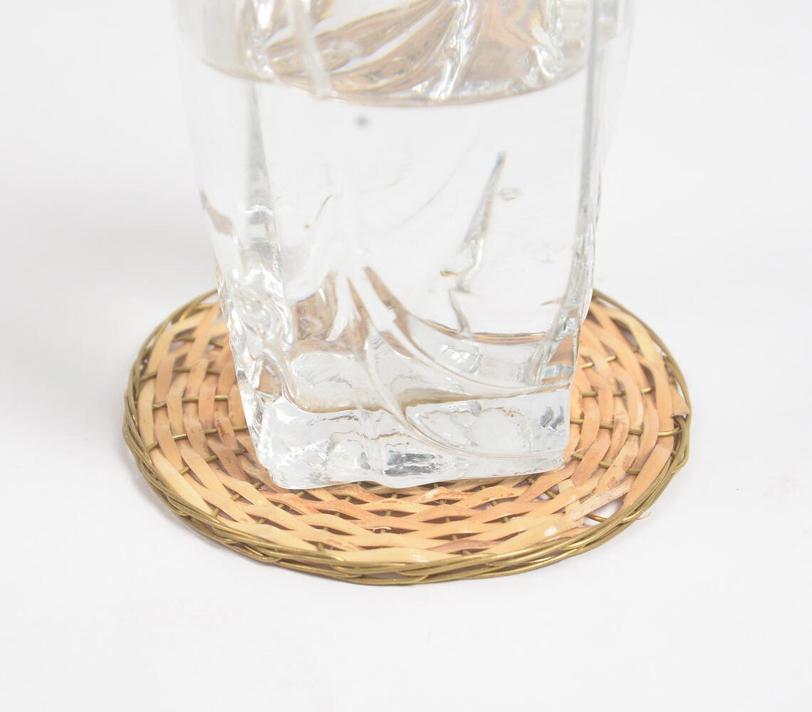 Round Cane & Brass Classic Coasters (Set of 4)