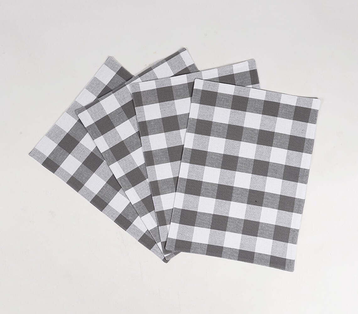 Geruite monotone katoenen placemats (set van 4)