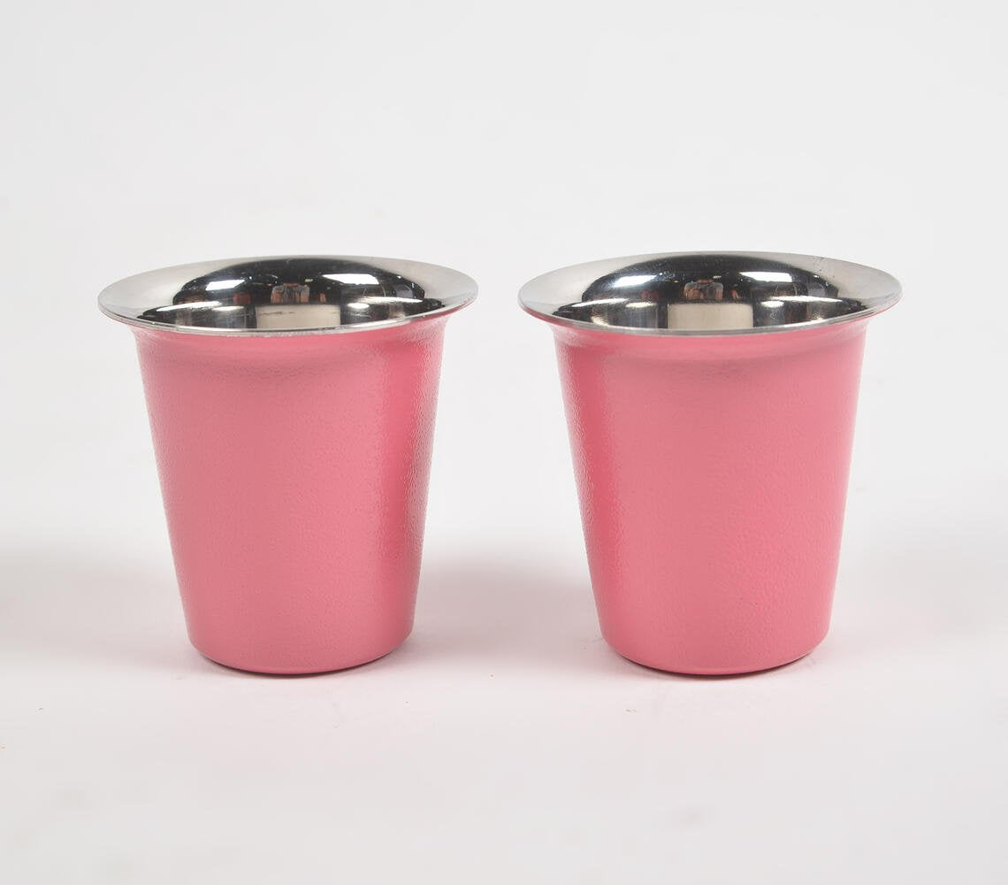 Matte Pink Stainless Steel Glasses (Set of 2)