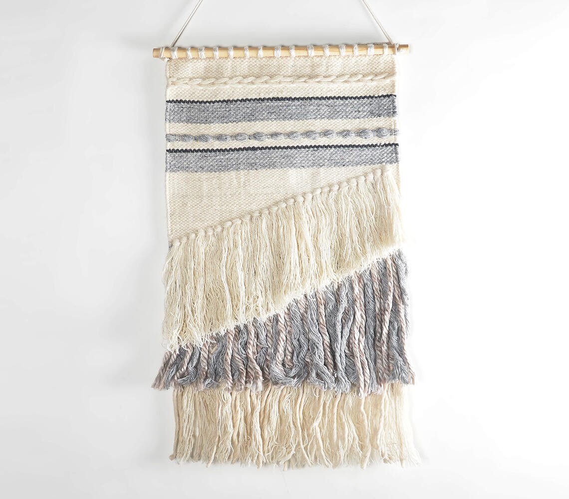 Greyscale Handwoven Cotton & Wool Wall Hanging