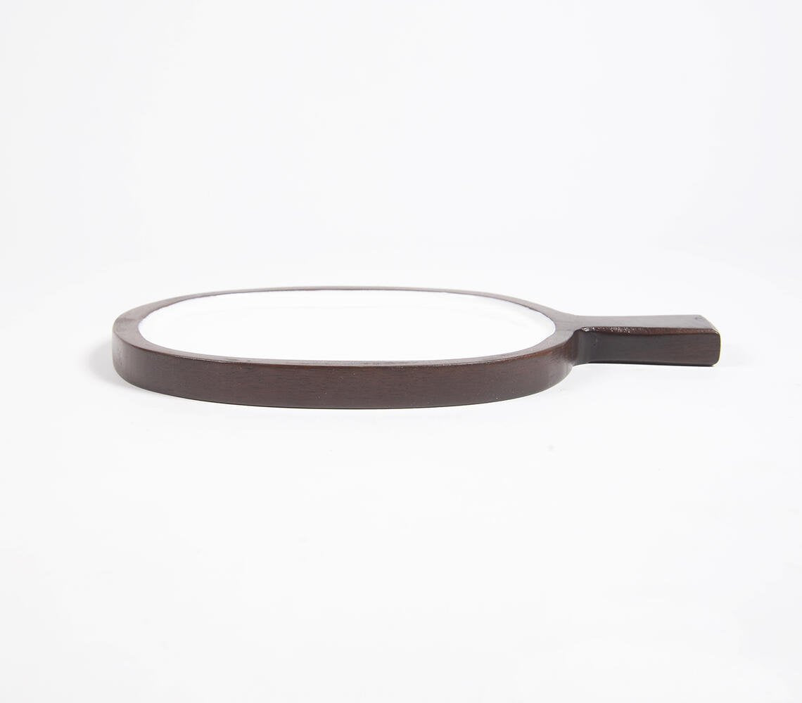 Snow Enamelled Wooden Platter