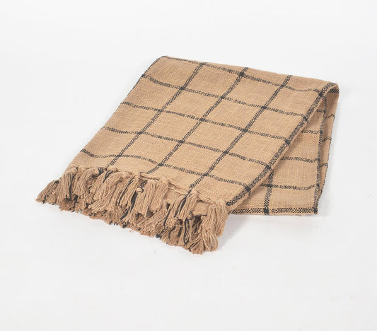 Brown Squares Cotton Throw