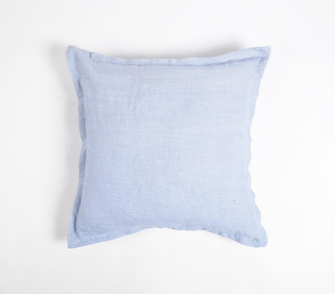 Solid Powder Blue Cotton Linen Cushion Cover, 18 x 18 inches