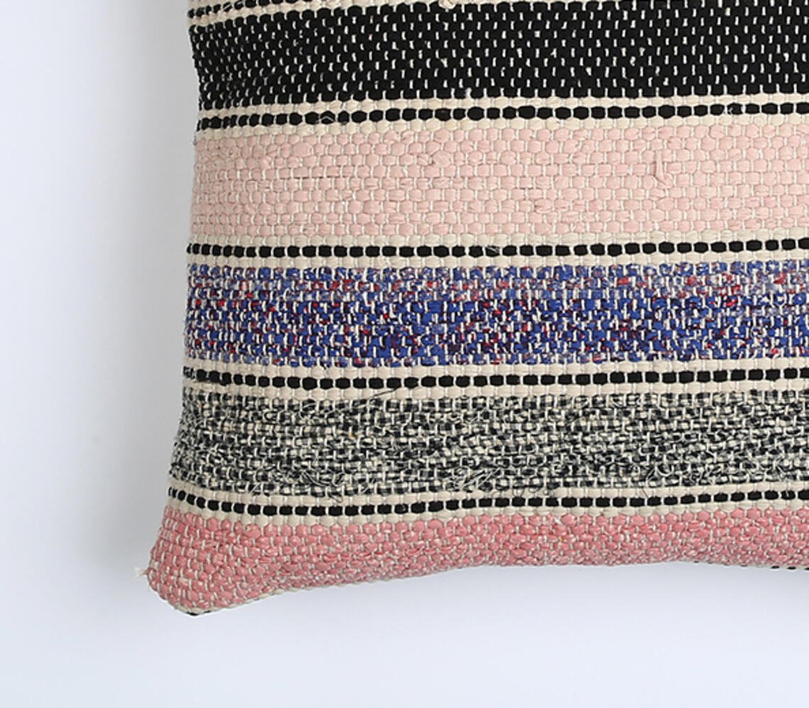 Striped Handloom Cushion cover, 18 x 18 inches